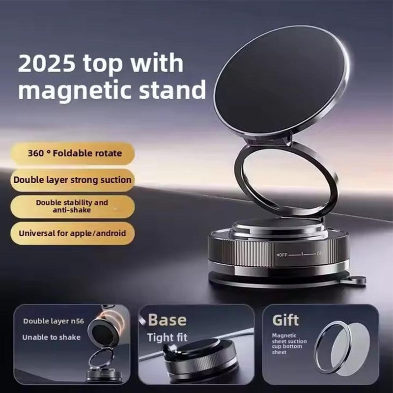 2PACK Vacuum Magnetic Phone Holder for Car,360° Adjustable Magnetic Suction Cup Phone Mount,Adjustable Hands Free Phone Mount Compatible with All Smartphones and Dashboard Windshield Use - Image 2